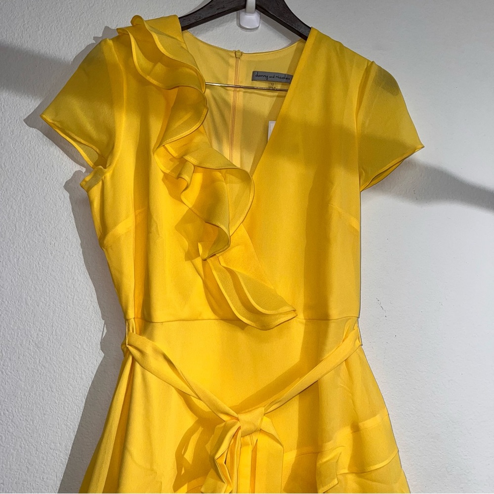 NWT Danny & Nicole‎ Short Sleeve Fit + Flare Dress - SUNFLOWER 12 $89 - Picture 2 of 13